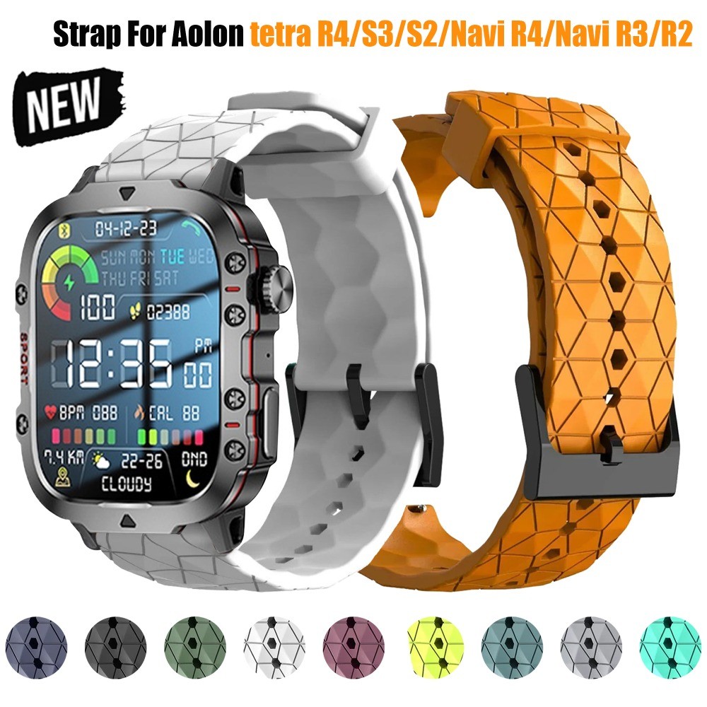 22mm 20mm Họa Tiết Bóng Đá Dây Đeo Silicon Cho Aolon tetra R4 / S3 Vòng Tay Thể Thao Cho Aolon Navi 
