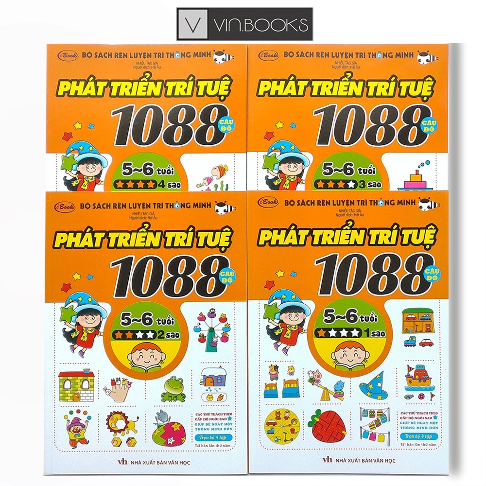 Sách - 1088 Câu Đố Phát Triển Trí Tuệ 5 - 6 Tuổi (Bộ 4 Cuốn)