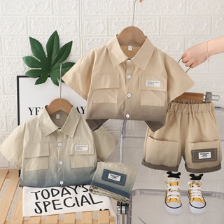 Set Đồ Bộ Áo Sơ Mi Tay Ngắn Quần Túi Màu Loang Cho Bé Trai 1-5 Tuổi MINTSCLOSET Quảng Châu - TN3588