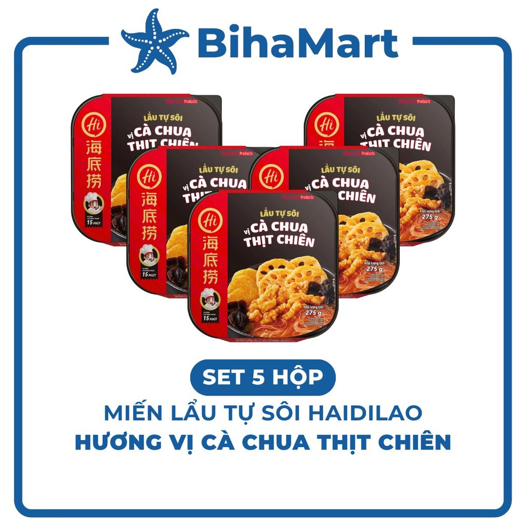 [SET 5 HỘP] - YIHAI - Lẩu tự sôi Haidilao hương vị Cà chua thịt chiên, Lẩu tự sôi Hadilao cà chua th