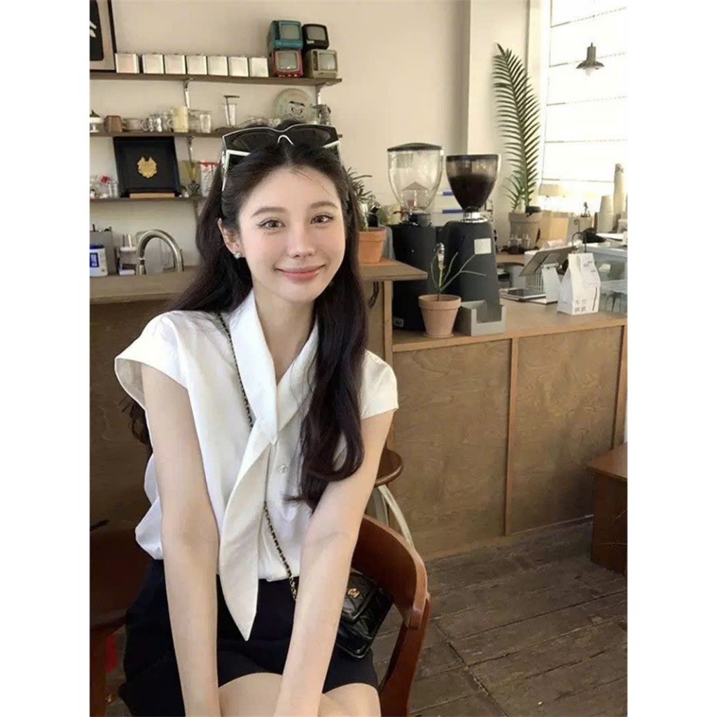 Áo thun nữ thắt nơ Yummy trơn, Áo sơ mi trắng phong cách tiểu thư ngọt ngào S36 | BigBuy360 - bigbuy360.vn