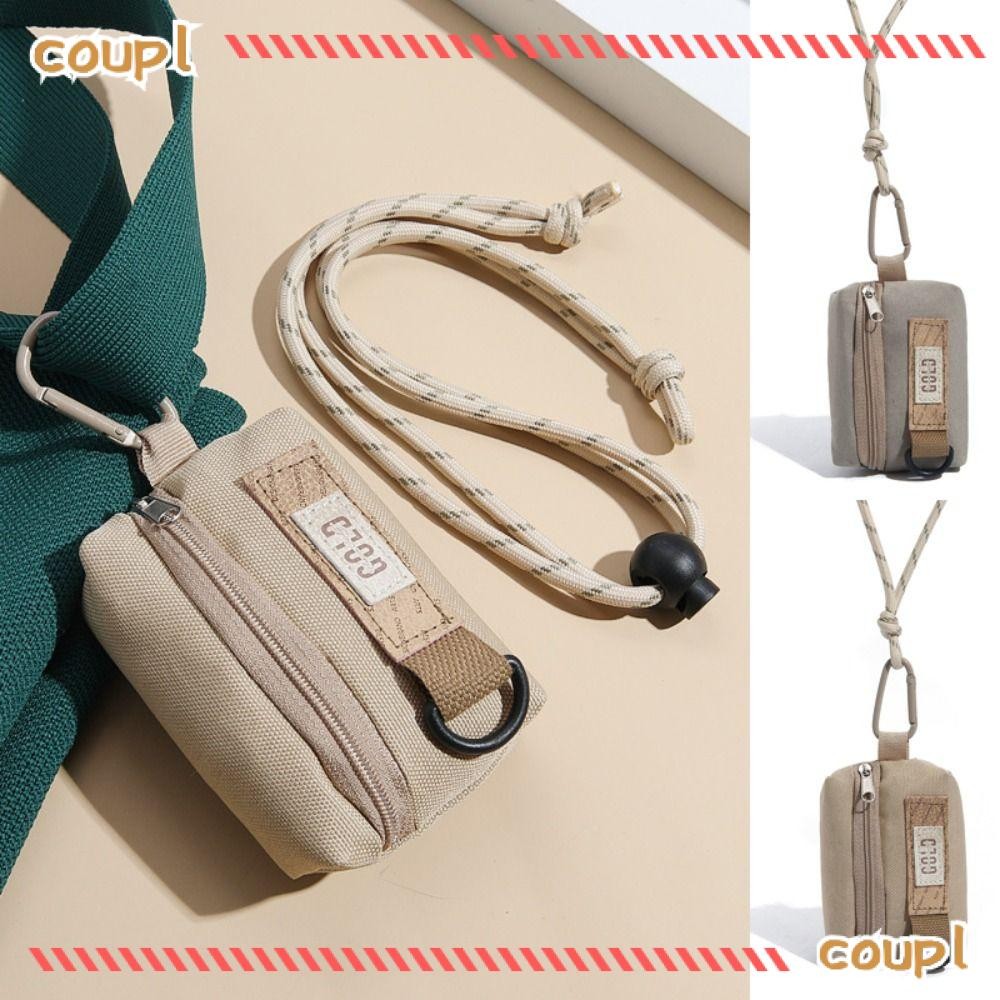 Ví đựng tiền xu COUPL, Móc chìa khóa treo Ví đựng tiền, Túi đựng thẻ vải có dây kéo di động thông th