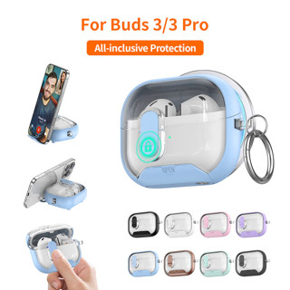  Ins Sáng Tạo Dành Cho Samsung Galaxy Buds3 FE 3Pro PC Da Tự Động Mở Tai Nghe Vỏ Buds 3 Pro 3FE Có Chân Đế 