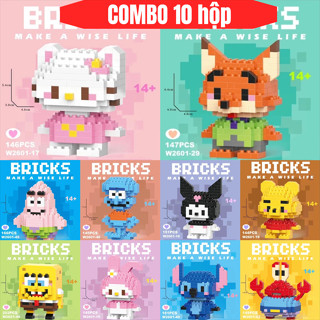 COMBO 10 Hộp Bộ Xếp Hình 3D Mini Hoạt Hình – Đồ Chơi Lắp Ráp Sáng Tạo DIY Cho Bé