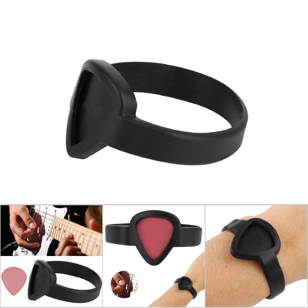 Đàn Guitar Picks Vòng Tay Cao Su Pick-Holding WristBand Pliable Bass Mandolin Ukulele Cho