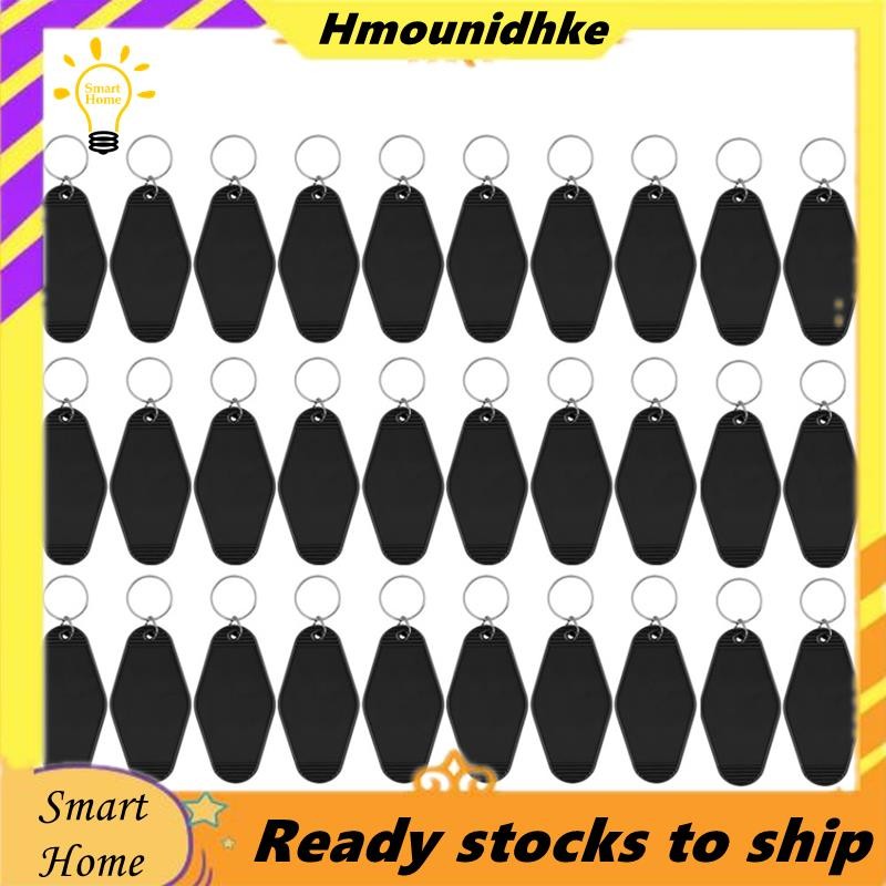 30Pack Motel Móc khóa Khoảng trống Vintage Motel Móc khóa cho Vinyl DIY Crafting Móc khóa màu đen