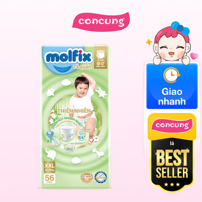 Bỉm tã quần Molfix thiên nhiên size XXL 15-25kg 56 miếng ( giao bao bì ngẫu nhiên) - concung