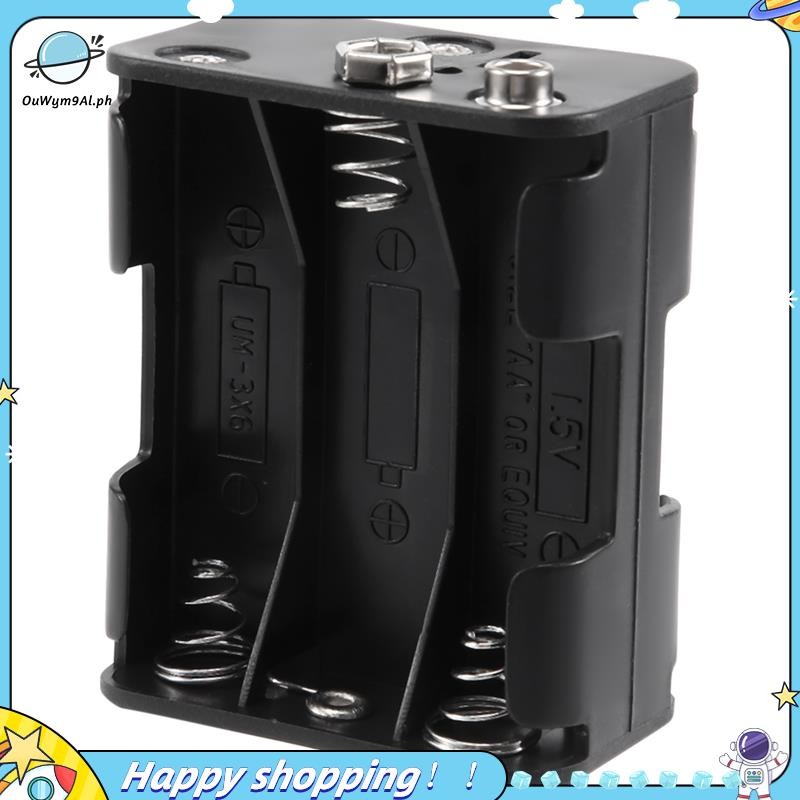 [ouwym9al] Hộp đựng pin AA lò xo hai mặt 6 x 1.5 V màu đen
