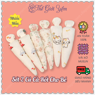  Set 2 củ cà rốt đeo tay nhồi bông giảm giật mình cho bé Thế Giới Yếm 