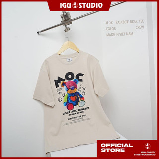 Áo thun nam nữ moc bear 2023 cotton 2 chiều màu trắng in graphic att13