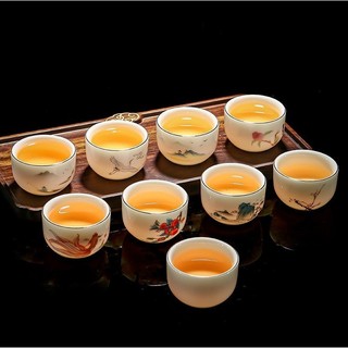 Chén uống trà sứ bạch định thấu quang cảnh đức trấn dung tích 70 ml