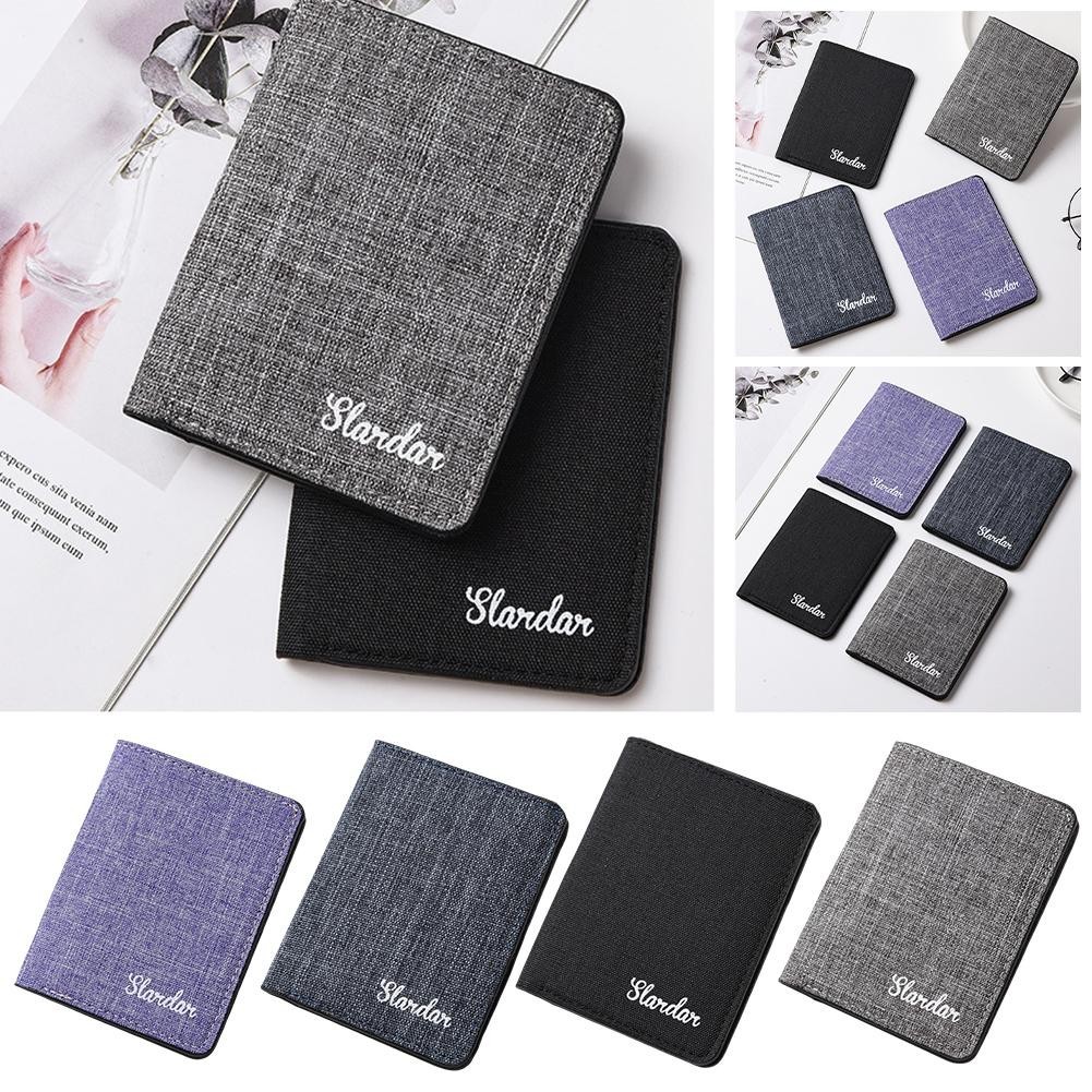 Canvas Siêu Mỏng Mini Ví Ngắn Dành Cho Nam Bằng Lái Xe Túi Đựng Thẻ Nhỏ Gọn Tối Giản Cho Học Sinh