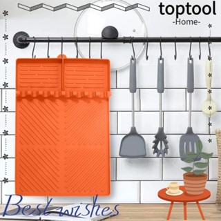 Toptool Grill Drip Pad, Tấm lót dụng cụ lưới silicon linh hoạt, Mặt bàn 11.6 “x 16 ” Màu cam mềm Màu đen xám Thìa giữ Blackstone