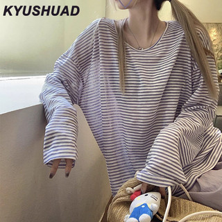Kyushuad Girls 'sọc lưng không lưng phong cách Hàn Quốc hàng đầu mỏng chống nắng áo sơ mi dài tay che áo sơ mi