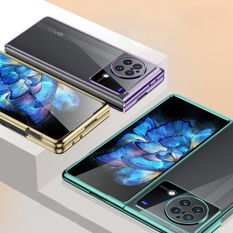 Dành cho VIVO X Fold, Ốp điện thoại gập viền mạ điện tiên tiến, vỏ bảo vệ chống rơi PC trong suốt