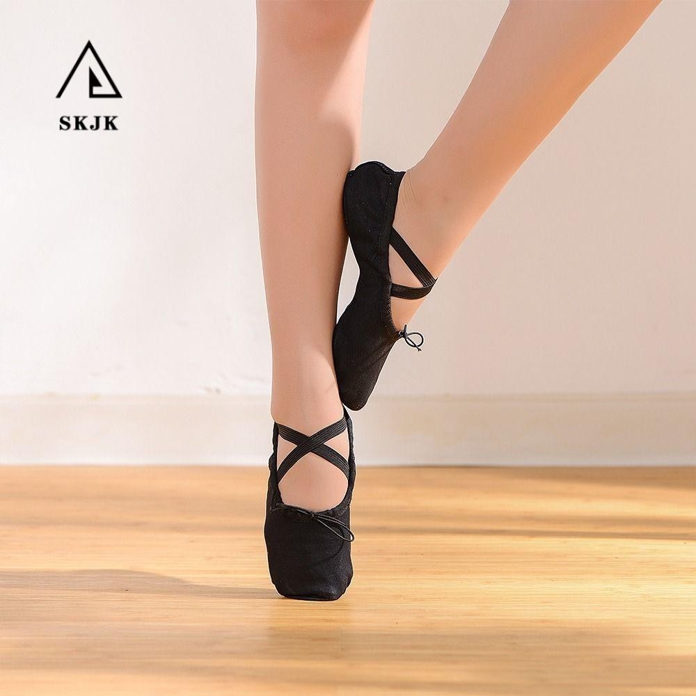 Giày Múa Ba Lê Vải canvas Phối Da Xinh Xắn Cho Nữ