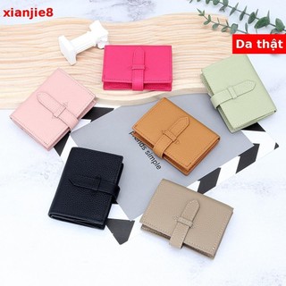 Nguyên Chất Lớp Đầu Tiên Da Bò Nữ Ví Mini Phong Cách Mới Đa Năng Nhỏ Tinh Tế Da Thật Chính Hãng Tài Liệu Ngắn Túi Đựng Tiền Xu