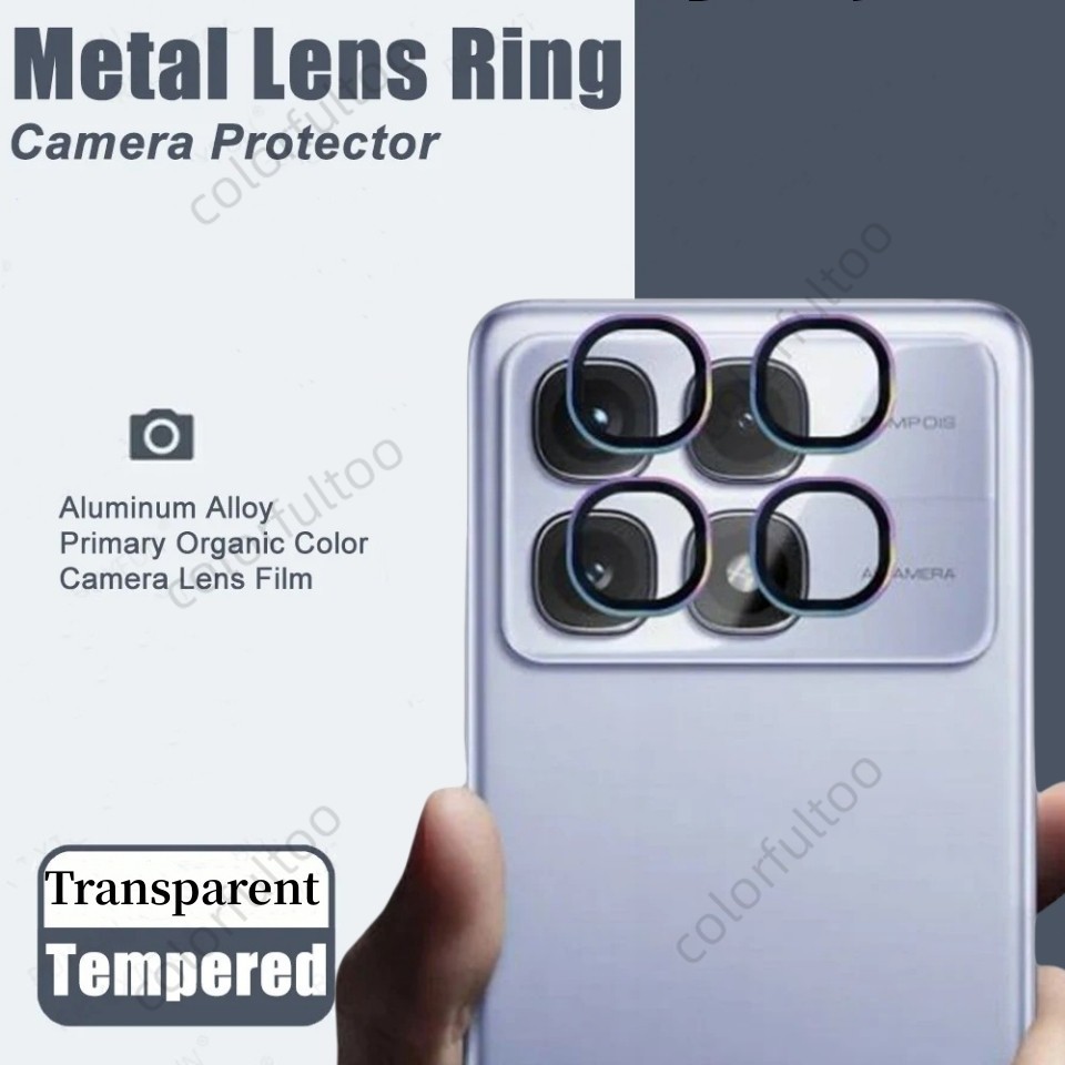 Kim Loại Camera Vòng Bảo Vệ Cho Xiaomi Redmi K70 Ultra Pro K70Pro K70E RedmiK70 5G Trong Suốt Vòng Kim Loại Bảo Vệ Màn Hình Kính Cường Lực Ống Kính Máy Ảnh Phim Bảo Vệ