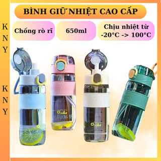 Bình nước, bình giữ nhiệt 650ml shang bei sport 650ml có đai chống trượt kny