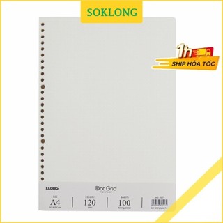 Giấy ruột sổ còng refill A4 100 tờ Dotgrid Klong MS 557 dày định lượng 120gsm binder sổ tiện lợi