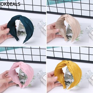 Băng đô cài tóc vải chiffon phối cotton bản to cho nữ