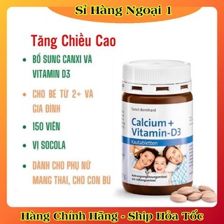 [Hàng nội địa Đức] Viên ngậm Canxi Calcium+Vitamin D3 Sanct Bernhard vị socola