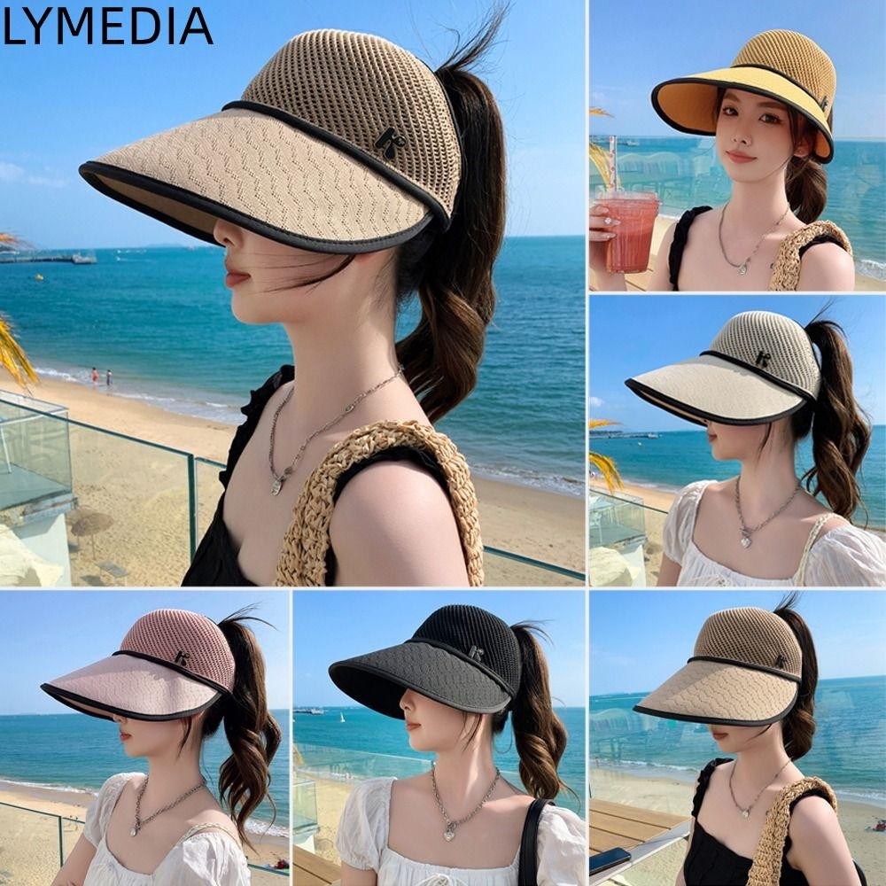 LYMEDIA chống nắng, Mũ lưới dệt kim thoáng khí, Mũ chống nắng giải trí Mũ ngư dân nữ