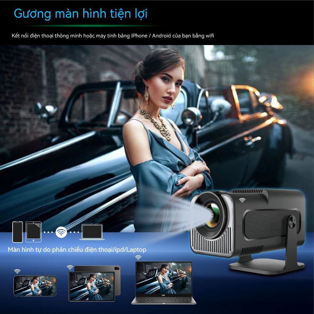 Máy chiếu mini HY320/320mini Full HD 1080P 4K WiFi Bluetooth Android11 Tự động sửa keystone Kết nối điện thoại Laptop | BigBuy360 - bigbuy360.vn