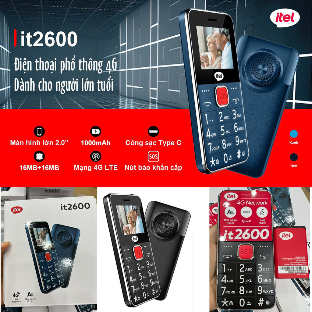 (MỚI) Điện thoại 4G ITEL IT2600 4G Bảo Hành 12 tháng Chính Hãng Lỗi 1 Đổi 1