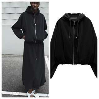 Zara Thu Đông Phong Cách Mới Thời Trang Nữ Dáng Rộng Lười Phong Cách Có Mũ Trùm Đầu Áo Khoác Bomber Áo Khoác 3046257