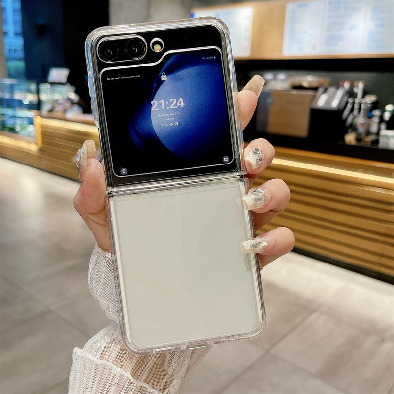 Slim Clear Điện Thoại Cứng PC Ốp Lưng Samsung Galaxy Z Flip 5 Z Flip 6 Z Flip 4 Z Flip 3 Ốp Lưng Gấp