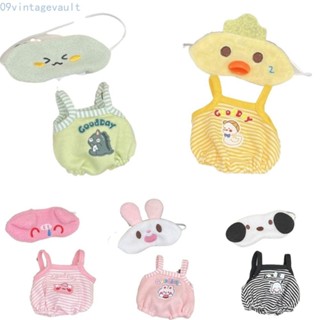 Vintagevault 1 bộ Quần áo búp bê Cotton 20cm, Bộ áo liền quần Mũ đội đầu Bộ đồ ăn thu nhỏ, Quần áo đồ chơi nhồi bông Miếng dán mắt Kawaii Mini Không có thuộc tính Quần áo búp bê 20cm Búp bê bông thần tượng