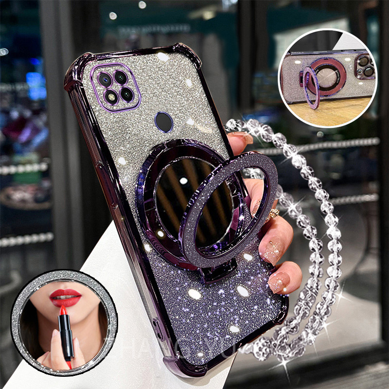 Ốp Lưng Cho Redmi 9C 10A Vỏ Điện Thoại 3D Gương Trang Điểm Vòng Tay Mới Vỏ Điện Thoại