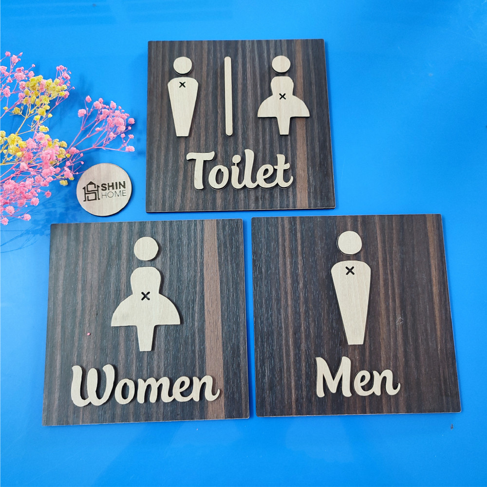 Bảng toilet bằng gỗ cắt laser nổi decor trang trí WC - Nhà vệ sinh - toilet nam nữ