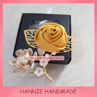 Hoa Cài Áo Handmade  hoa hồng cuộn mix phối phụ kiện [𝗛𝗔𝗡𝗡𝗜𝗘 𝗛𝗔𝗡𝗗𝗠𝗔𝗗𝗘]