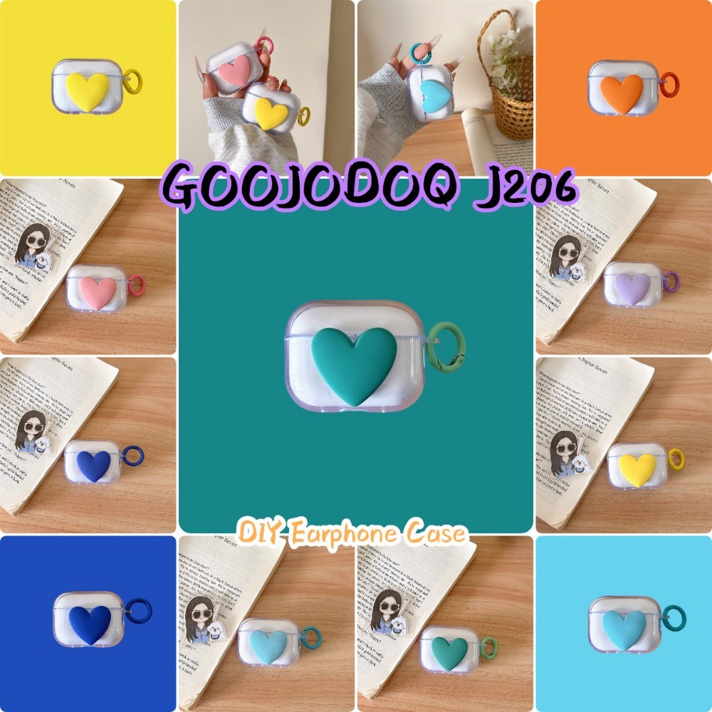 Dành Cho GOOJODOQ J206 Vỏ Silicon Mềm Vỏ Tai Nghe DIY Đào Trái Tim Màu Trơn NO.2