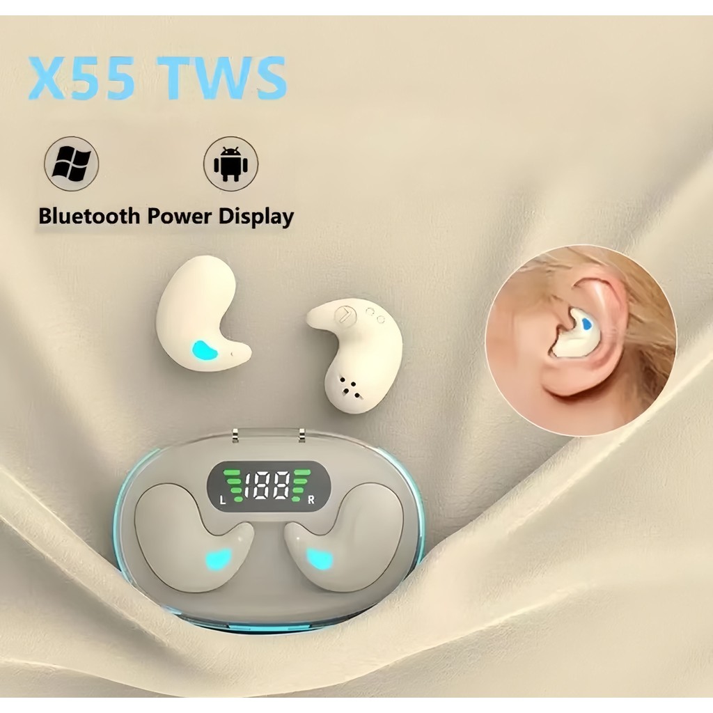 Tai nghe X55TWS Bluetooth 5.49 mới Thiết kế đơn giản Mic LED Hiển thị Giảm tiếng ồn HIFI Tai nghe không dây | BigBuy360 - bigbuy360.vn