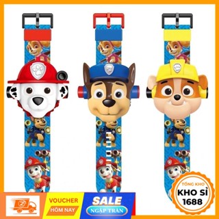 Đồng hồ chiếu hình cho trẻ em người nhện elsa, batman,đội cứu hộ,ninja chiếu hình ảnh lên tường E128