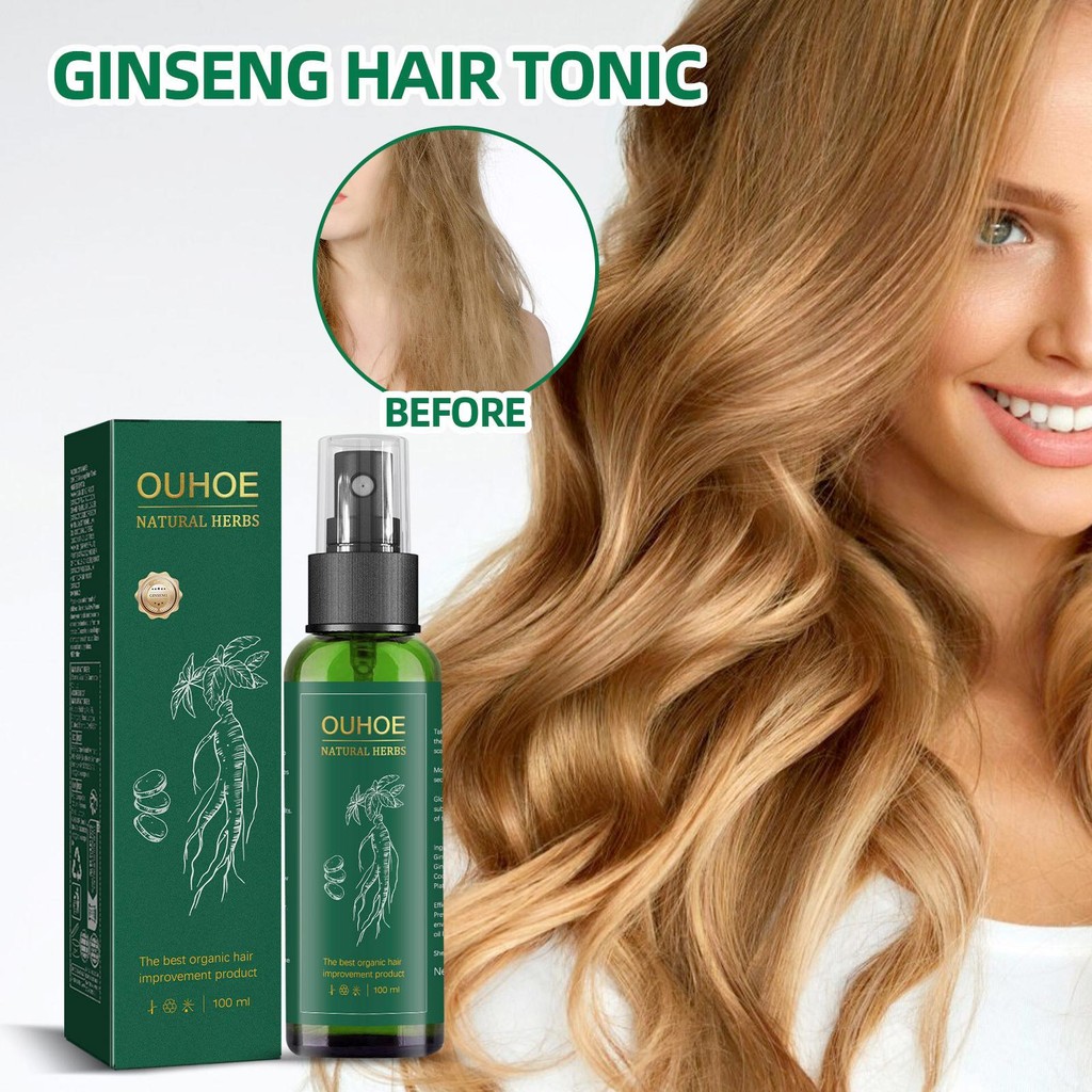 OUHOE Ginseng Hair Growth Liquid, Ginseng Essence Moisturizes Hair, Hair Prevents Loss And Care Hair