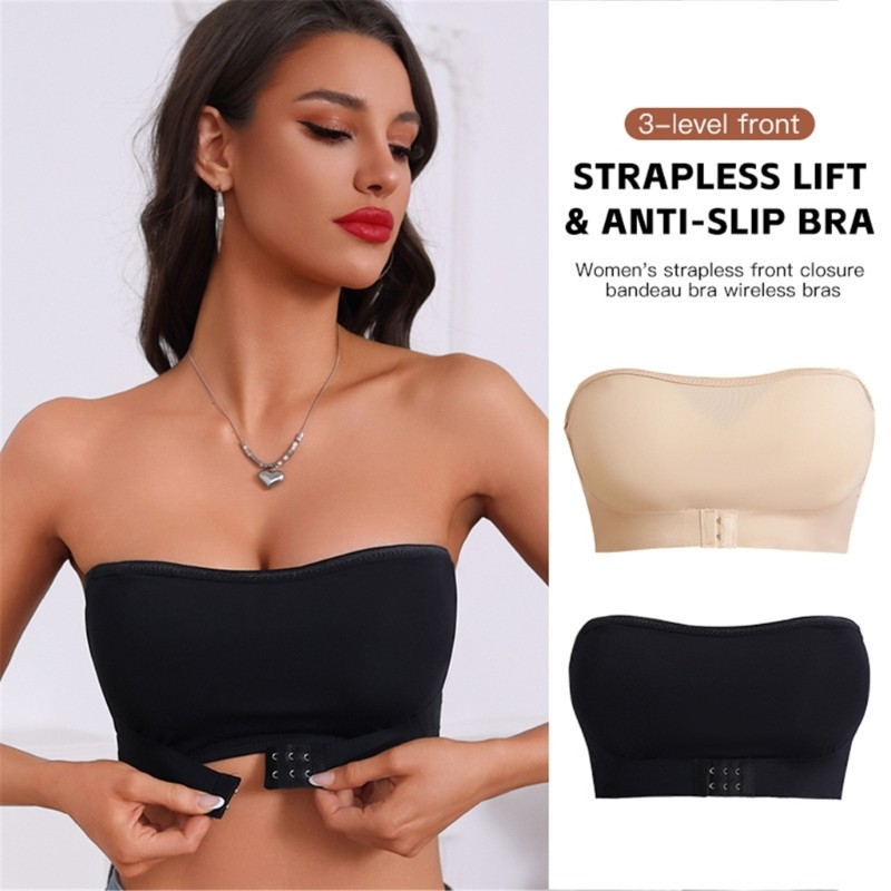 WIT Smooth Lift Bra Nonslip Front Closure Push Up Áo ngực không dây Nylon nhẹ