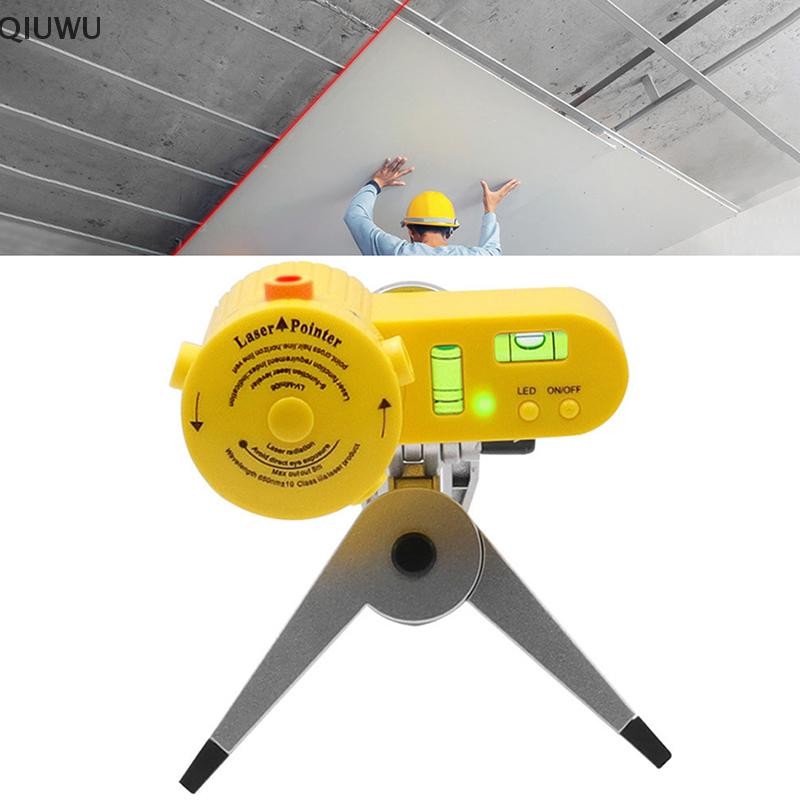 QIUWU Thước đo mức độ gia đình 4 trong 1 Thước đo laser có chân máy xoay Công cụ ngang ngang ngang n