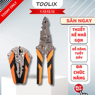  Kìm tuốt dây điện đa năng 12 trong 1 có thể gấp gọn bỏ tủi thép Chrome vanadi mạnh mẽ và bền bỉ-TOOLIX 