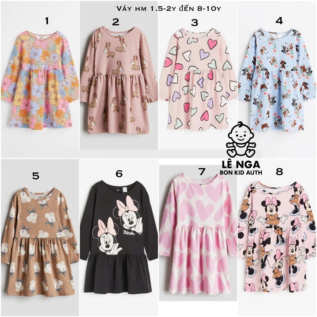[BONKID] Váy cotton dài tay HM UK/JP từ 1.5-10y