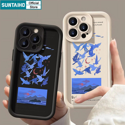 Suntaiho Ốp Điện Thoại Cặp Đôi Lãng Mạn Văn Học Hoàng Hôn Scen Họa Tiết Silicon Mềm Cao Cấp Chống Sốc Cho iPhone 11 12 13 14 15 16 Pro Max IP 7 8 Plus Iphon X XS XR Xs max
