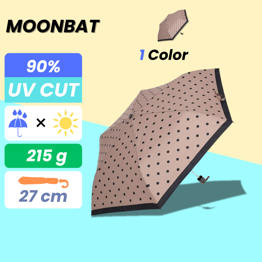 Moonbat Sweet Jasmine Folding Umbrella UV Protection Compact Design For Sun And Rain Dots Beige