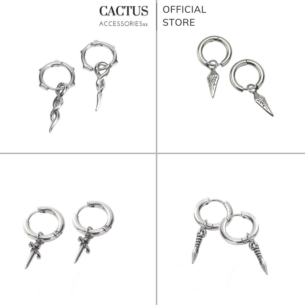 Khuyên Tai Xỏ Lỗ Cactus Accessories Bông Tai Nam Titan Không Gỉ Phong Cách Cá Tính Độc Đáo