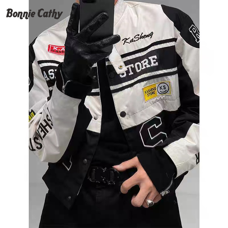 Bonnie Cathy Áo bóng chày đua mỏng thiết kế retro kiểu Mỹ