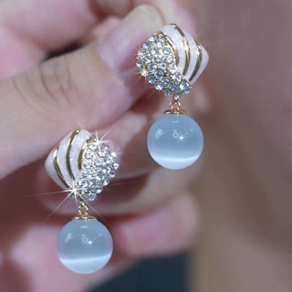 Tính khí retro cao cấp với bông tai hình học kim cương giả và opal