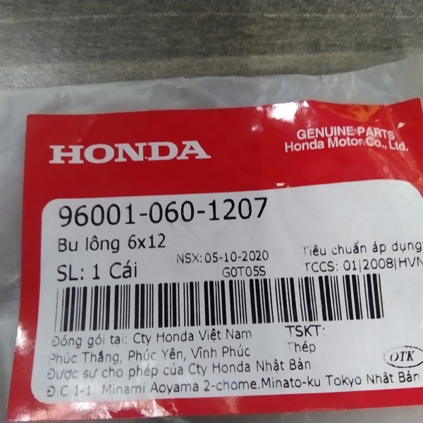 Bu lông xe máy honda 6x12 dùng nhiều dòng xe ( 960010601207 )