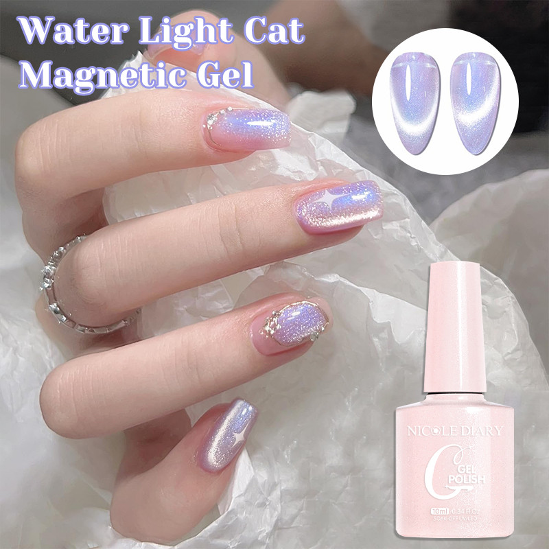 NICOLE DIARY Hạt Thủy Tinh Mắt Mèo Gel Móng Tay Từ Tính Ba Lan Xuân Hè Gel Móng Tay Lấp Lánh Gel Var